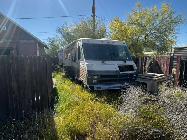 Mobile home in backyard